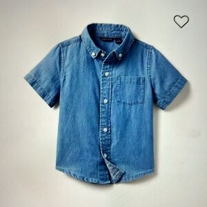 NWT Janie and Jack Short Sleeved Chambray Shirt, 6